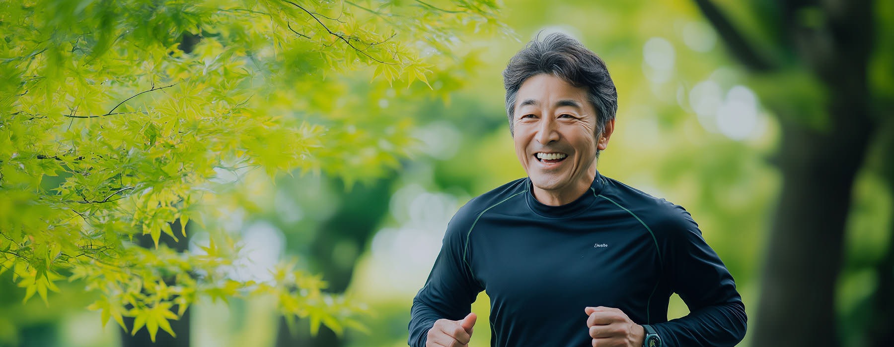 man running through a park